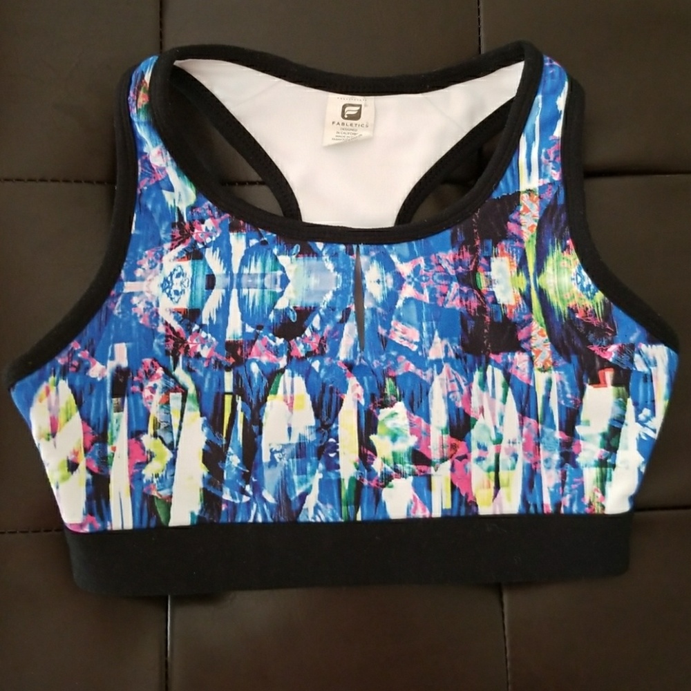 Abstract Geometric Print Sports Bra